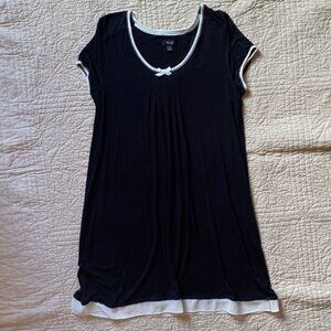 Vera Wang SimplyVera Med Black Nightgown with White Trim
